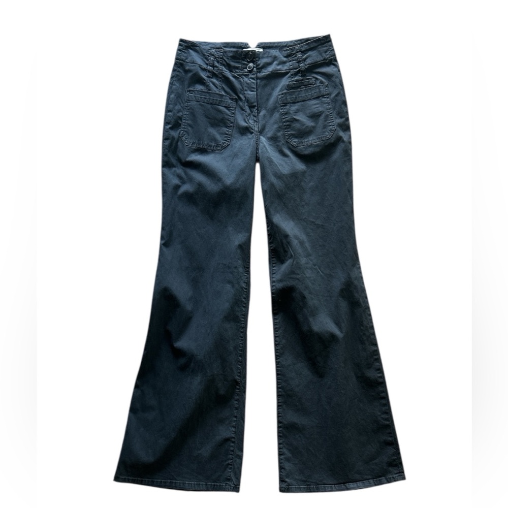 Anthropologie Maeve Black Charcoal Flare Wide Leg Pants. Size 29